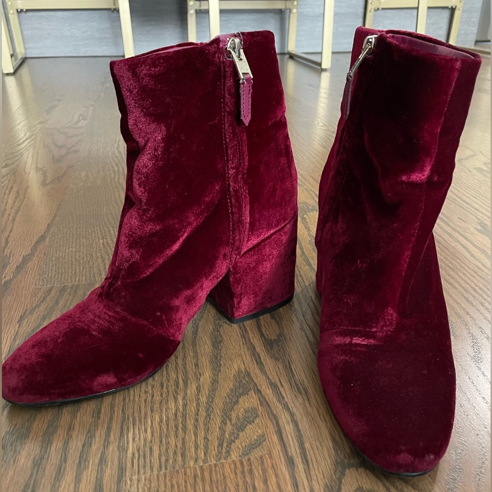Sam Edelman Red Velvet Boots, size 8.5